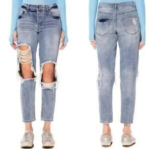 AFRM Re/Done Cyrus High Waist Ankle Jeans Distressed Women's 25 Festival Casual